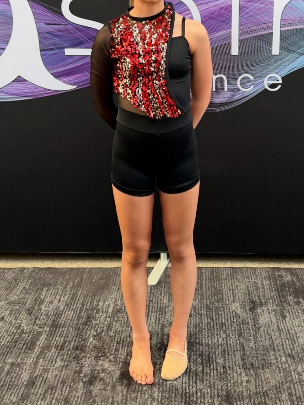 Weissman Black and Red Sequin Jazz Dance Costume